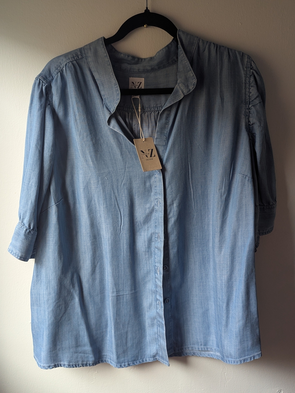 NWT NIC+ZOE Light Blue Casual Button-Down Shirt Size 1X